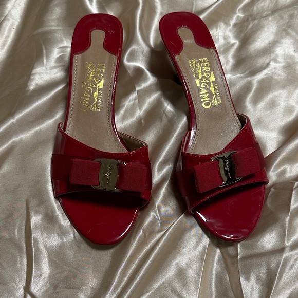Salvatore Ferragamo Shoes - Salvatore Ferragamo Red Patent Leather Mules